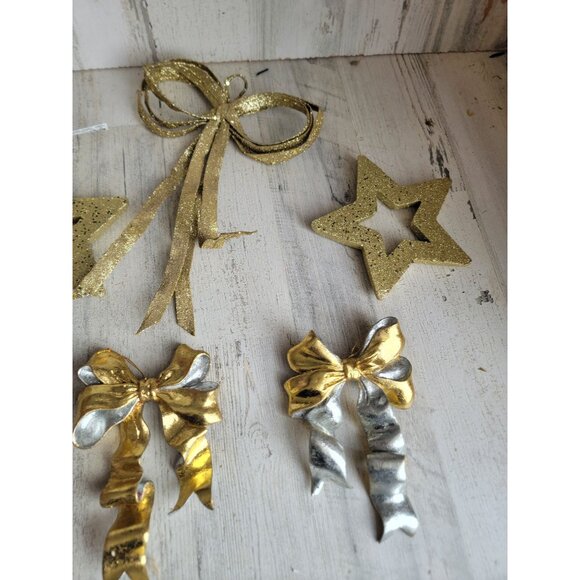 Unique ribbon golden star ornament Xmas set glitter - Picture 7 of 7